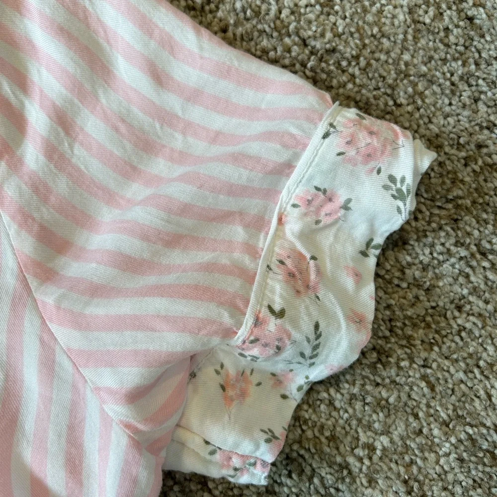 PJ Salvage Pink & White Striped Short Sleeve Pajama Set